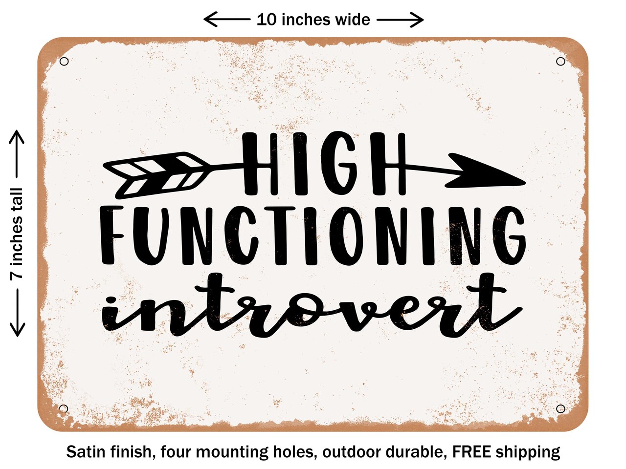 DECORATIVE METAL SIGN - High Functioning Introvert - Vintage Rusty Look